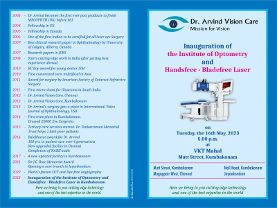 Inauguration of Institute of Optometry